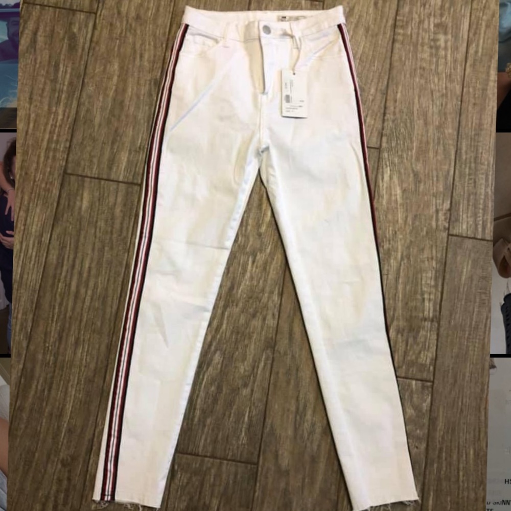 White crop jeans